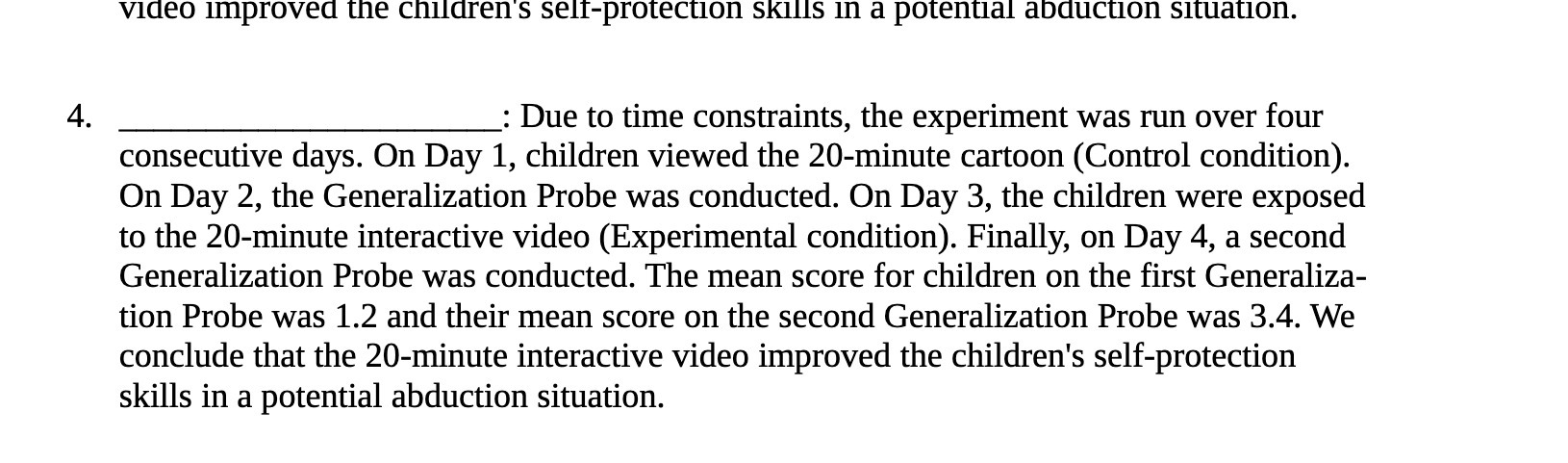 video improved the children's