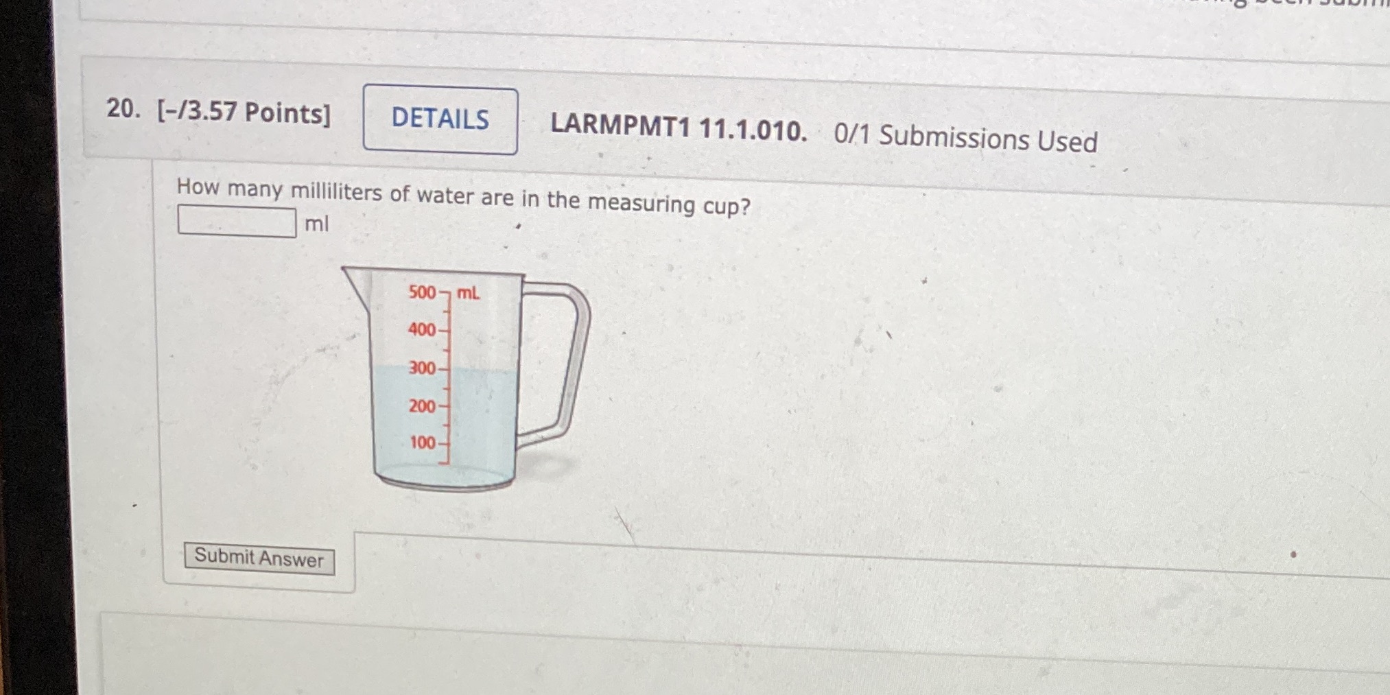 20. [-/3.57 Points] DETAILS LARMPMT1 11.1.010.