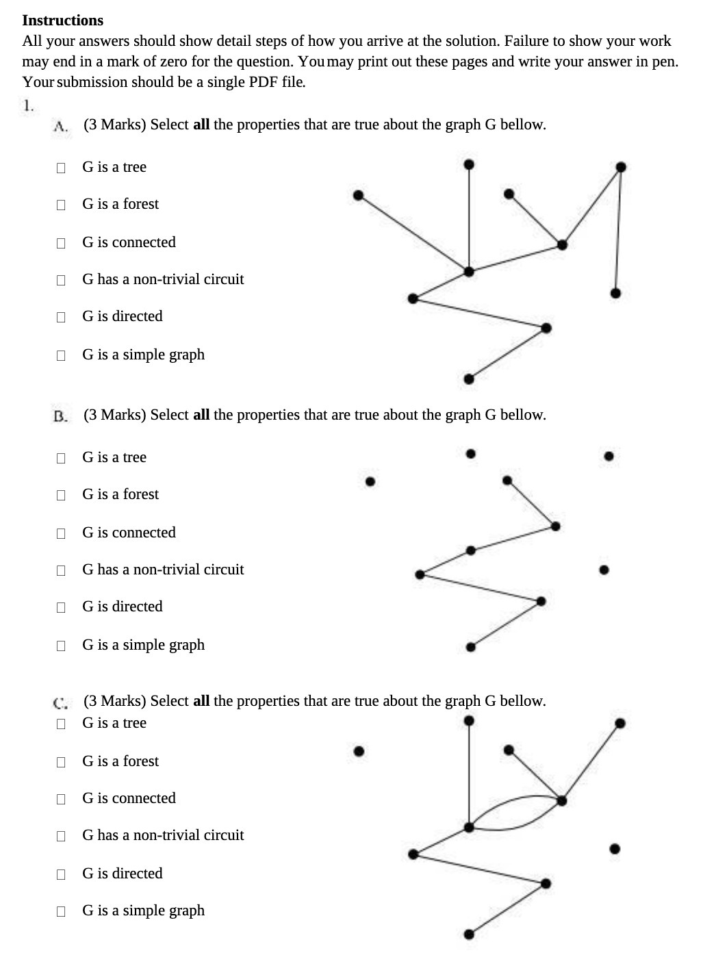 Instructions All your answers should show detail