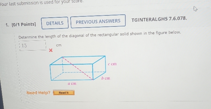 four last submission is used for your score. 1.