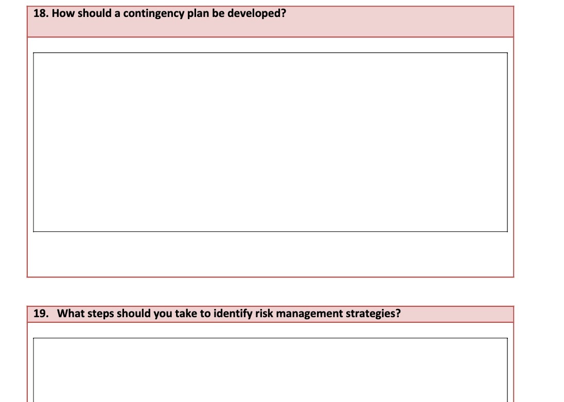 18. How should a contingency plan be developed?