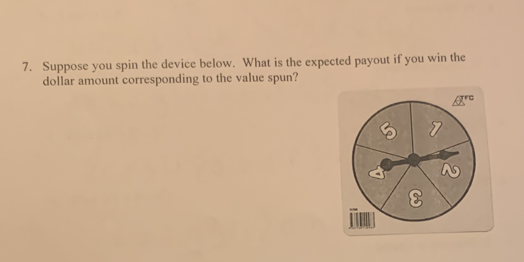 7. Suppose you spin the device below. What is the