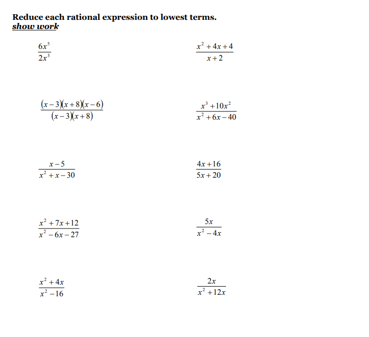Reduce each rational expression to lowest terms.