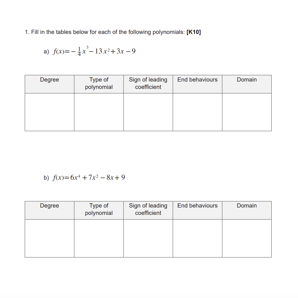 Hello I need help with all this question. Please
