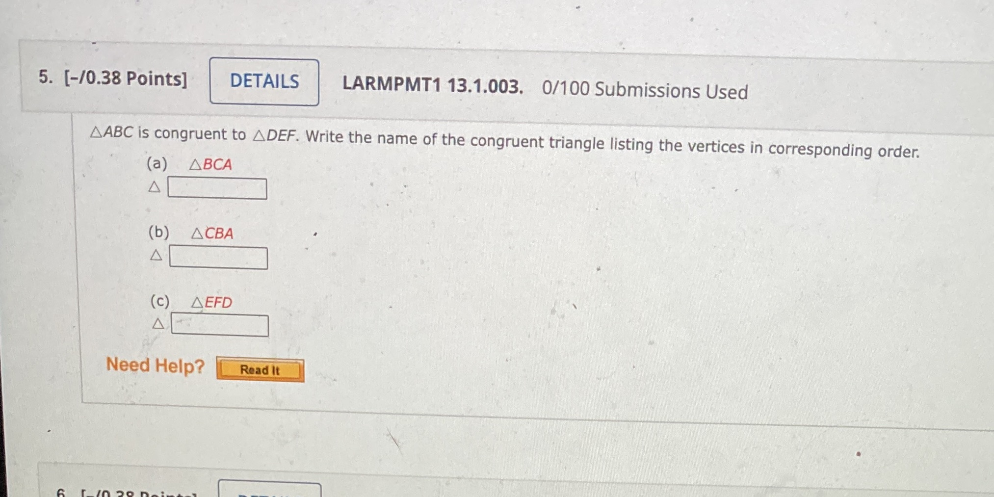 5. [-/0.38 Points] DETAILS LARMPMT1 13.1.003.