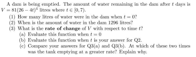 A dam is being emptied. The amount of water