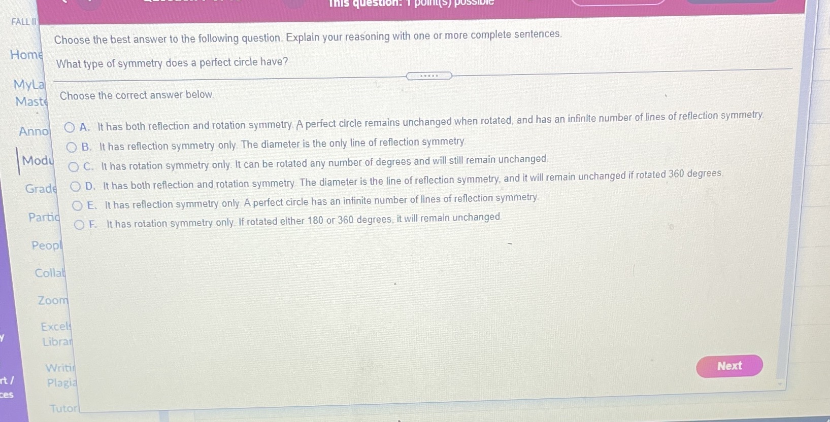 Inis question: 1 point(s) pos FALL II Choose the