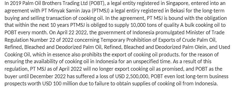 In 2019 Palm Oil Brothers Trading Ltd (POBT), a