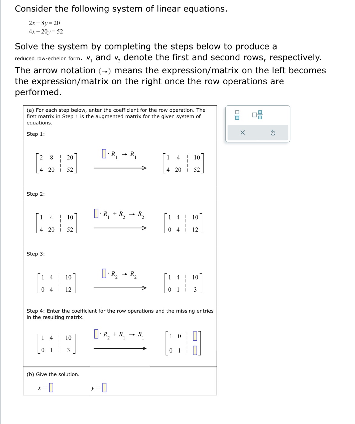 Consider the following system of linear