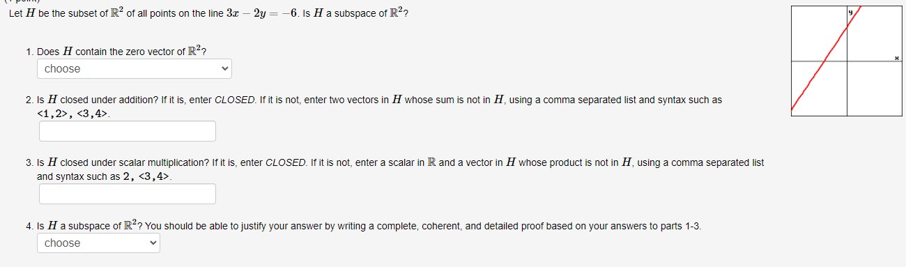 1) Let H be the subset of R of all points on the
