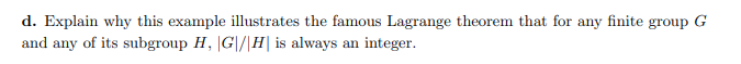 1. Consider the alternating group, called A4, on