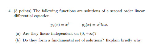 4. (5 points) The following functions are