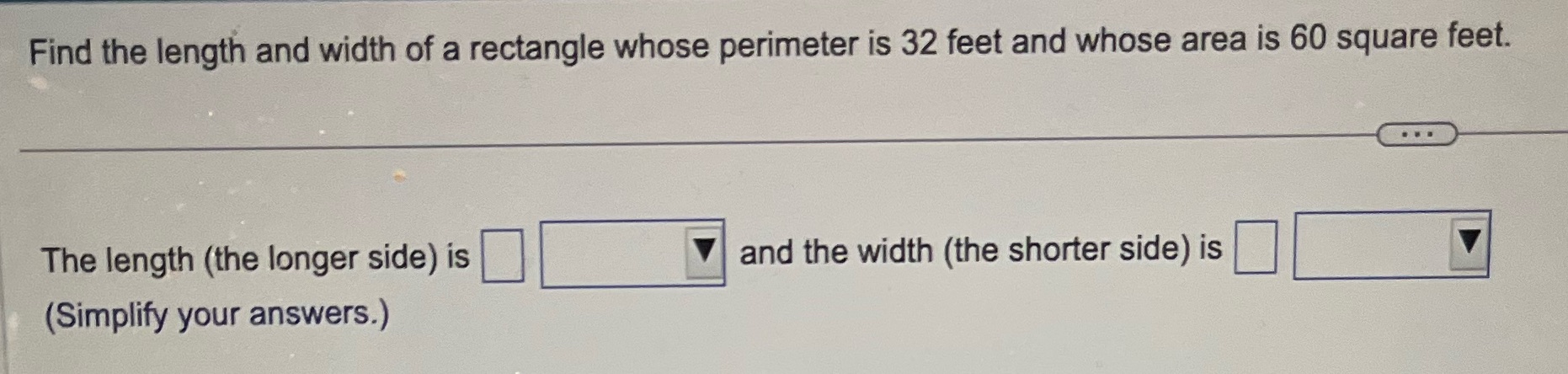 Find the length and width of a rectangle whose