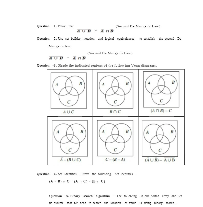 Question -1. Prove that (Second De Morgan's