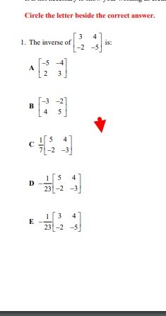 Circle the letter beside the correct answer. 1.