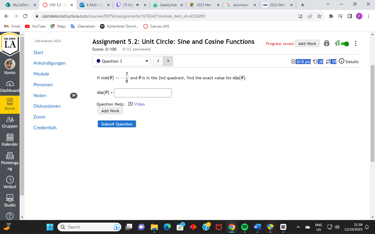 [$ MyCalState X HW 5.2 - U X E-Mail - La x (7)