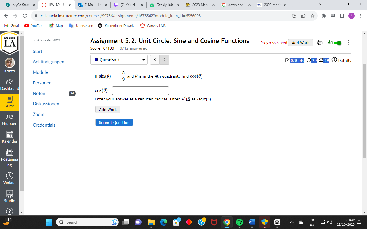 [$ MyCalState X HW 5.2 - U X E-Mail - La x (7)