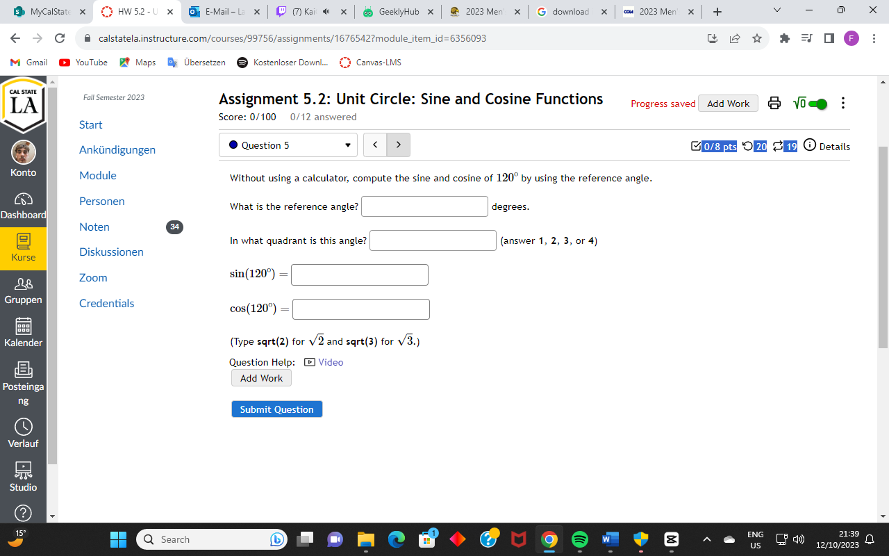 [$ MyCalState X HW 5.2 - U X E-Mail - La x (7)