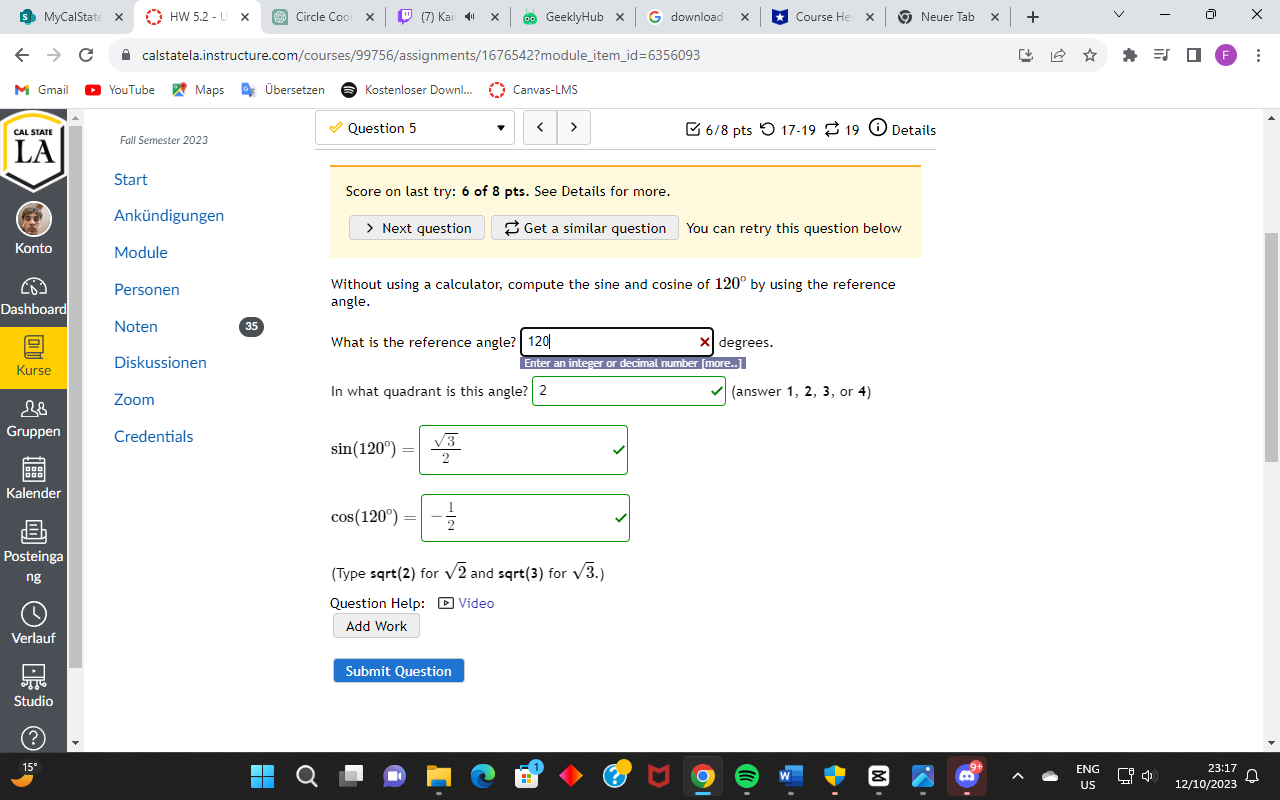 [$ MyCalState X HW 5.2 - U X E-Mail - La x (7)