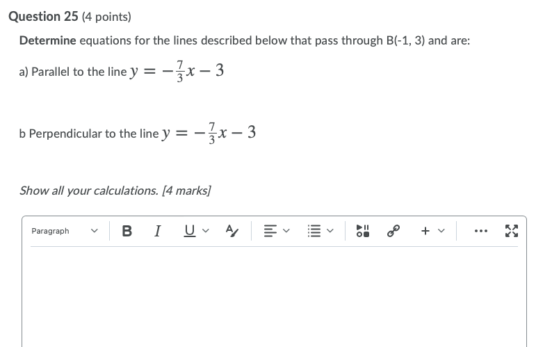 LINEAR FUNCTIONS Question 22 (1 point) < Saved