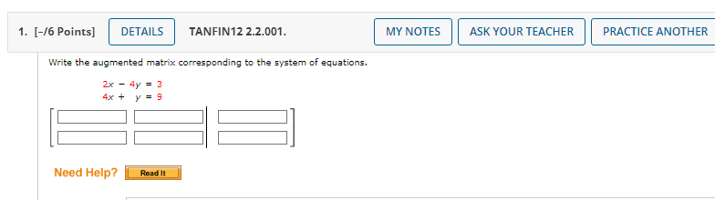 1. [-/6 Points] DETAILS TANFIN12 2.2.001. MY