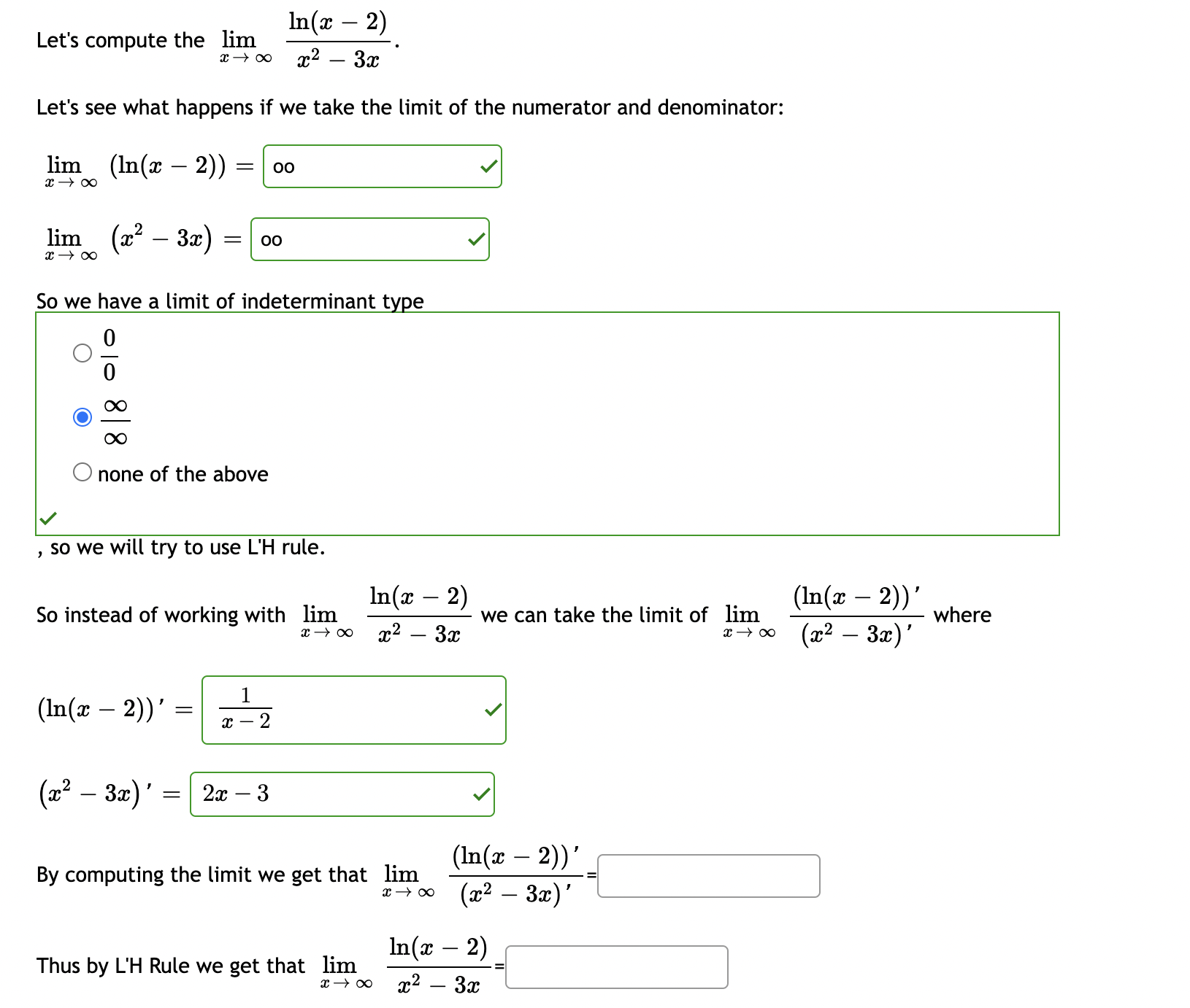 2 - 2x Let's compute the lim x-2 sin (x - 2)