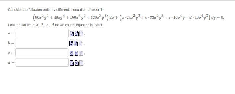 1. Consider the following ordinary differential