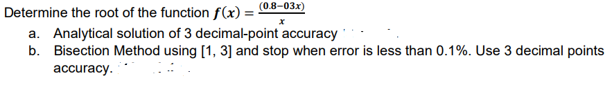 Determine the root of the function f(x) =