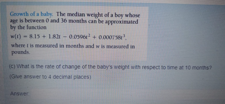 Growth of a baby. The median weight of a boy
