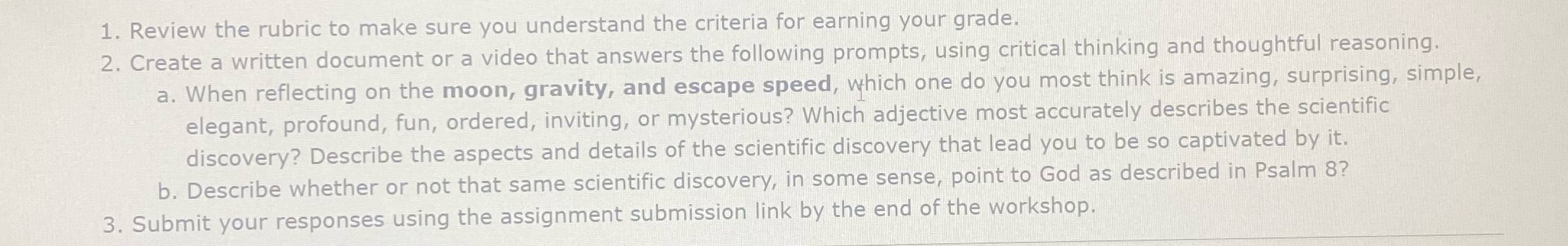 1. Review the rubric to make sure you understand