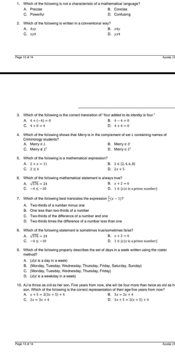 1. Which of the following is not a characteristic