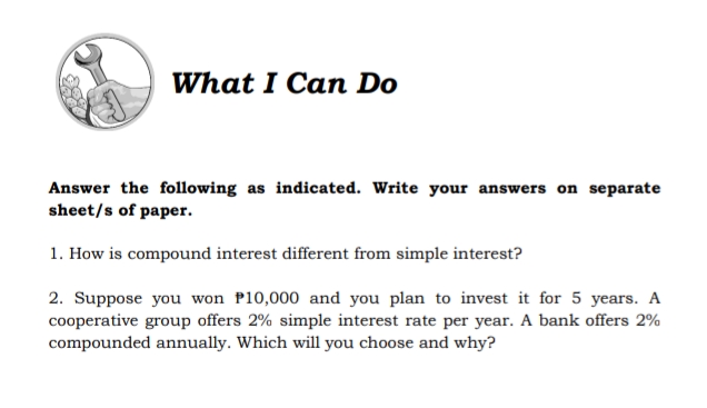 Thankyouuuu What I Can Do Answer the following as