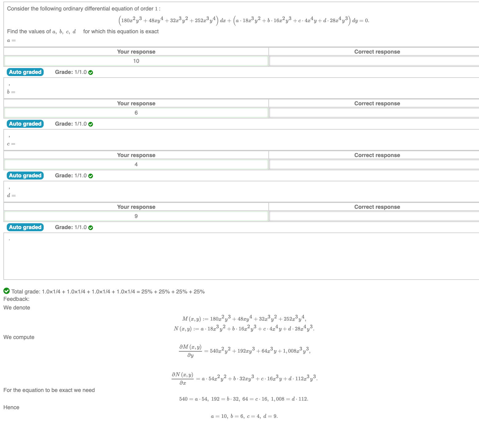 I have four questions and for each question,