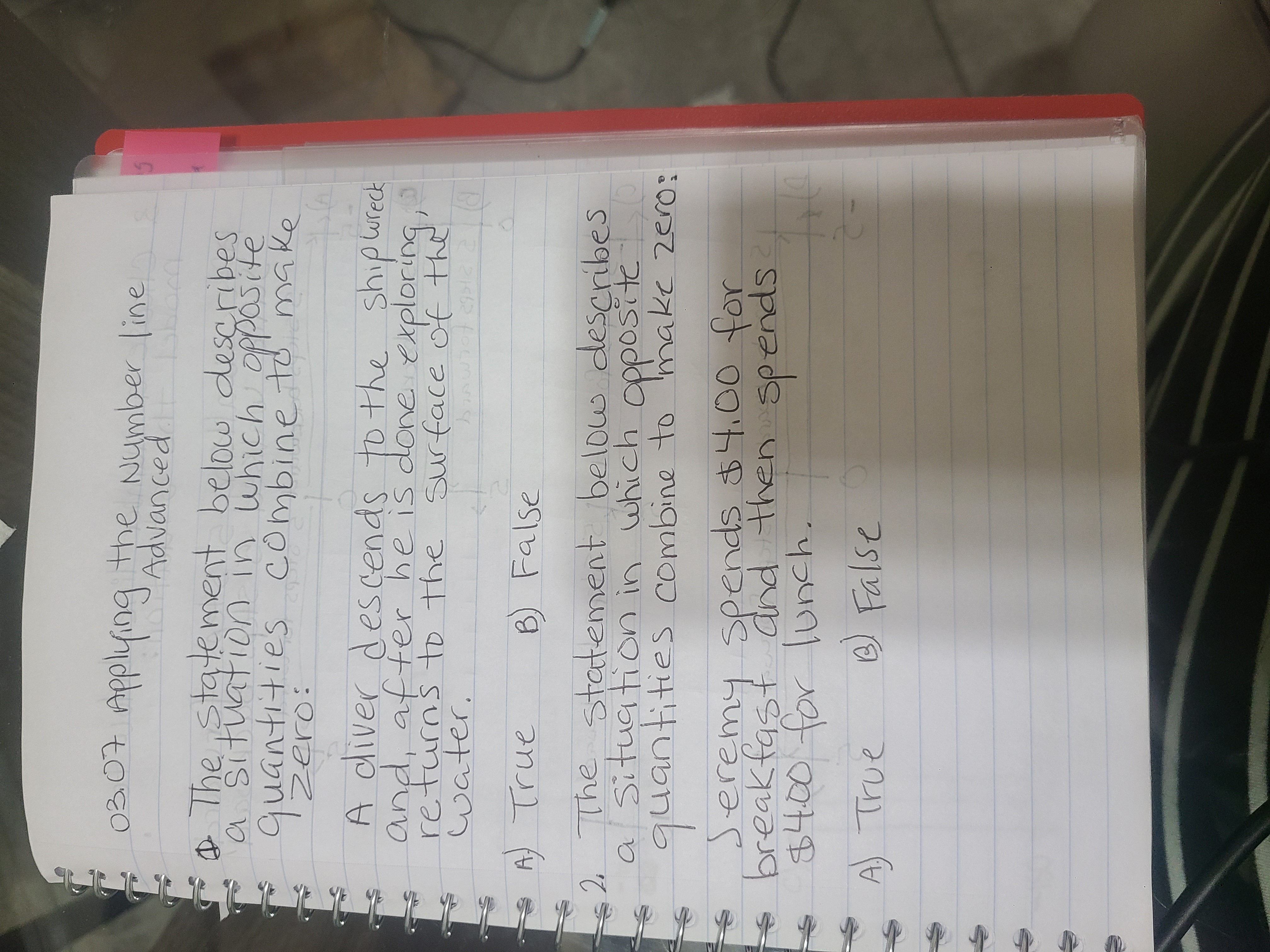 03.07 Applying the Number line Advanced D The