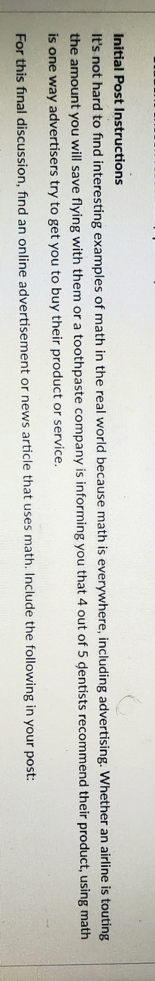 can you provide reference? Initial Post