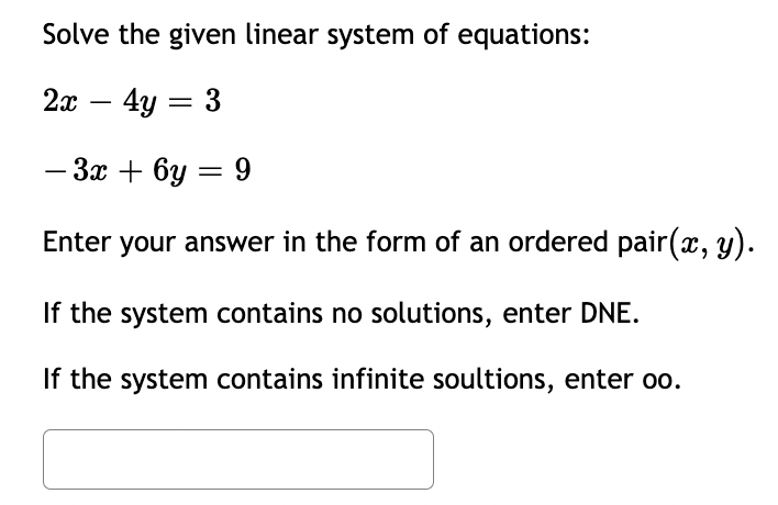 Solve the system of linear equations: x - y = 2