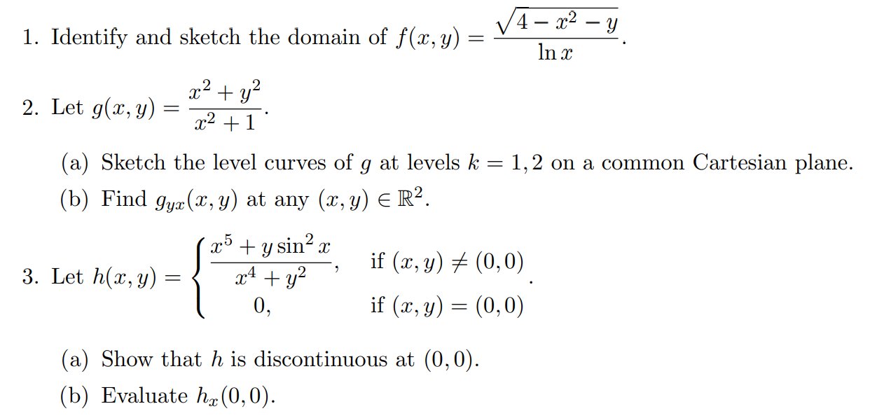 , , 4 x2 y 1. Identify and Sketch the domain of
