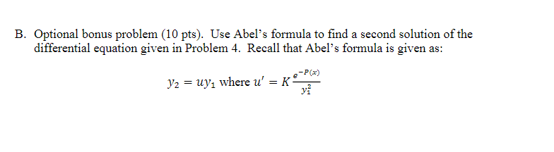 B. Optional bonus problem (10 pts). Use