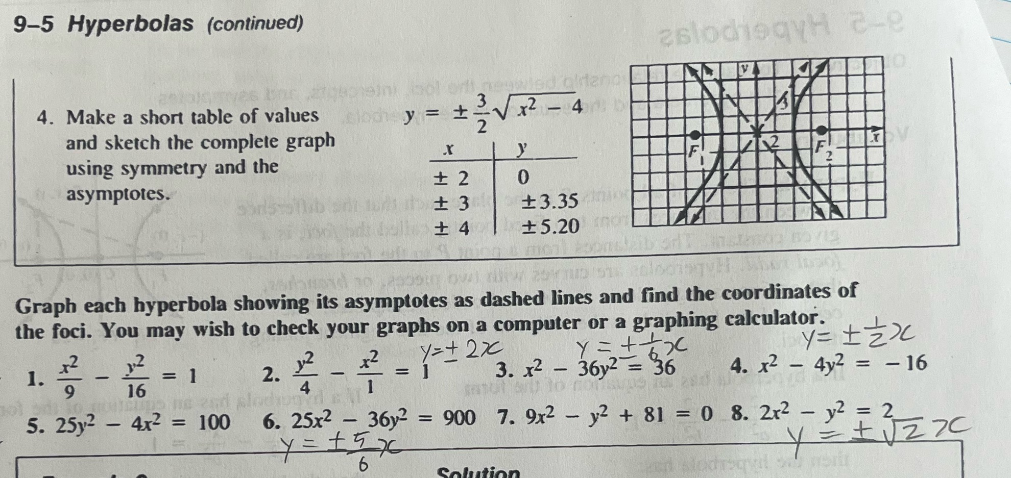 I don't know the answer number 17 9-5 Hyperbolas