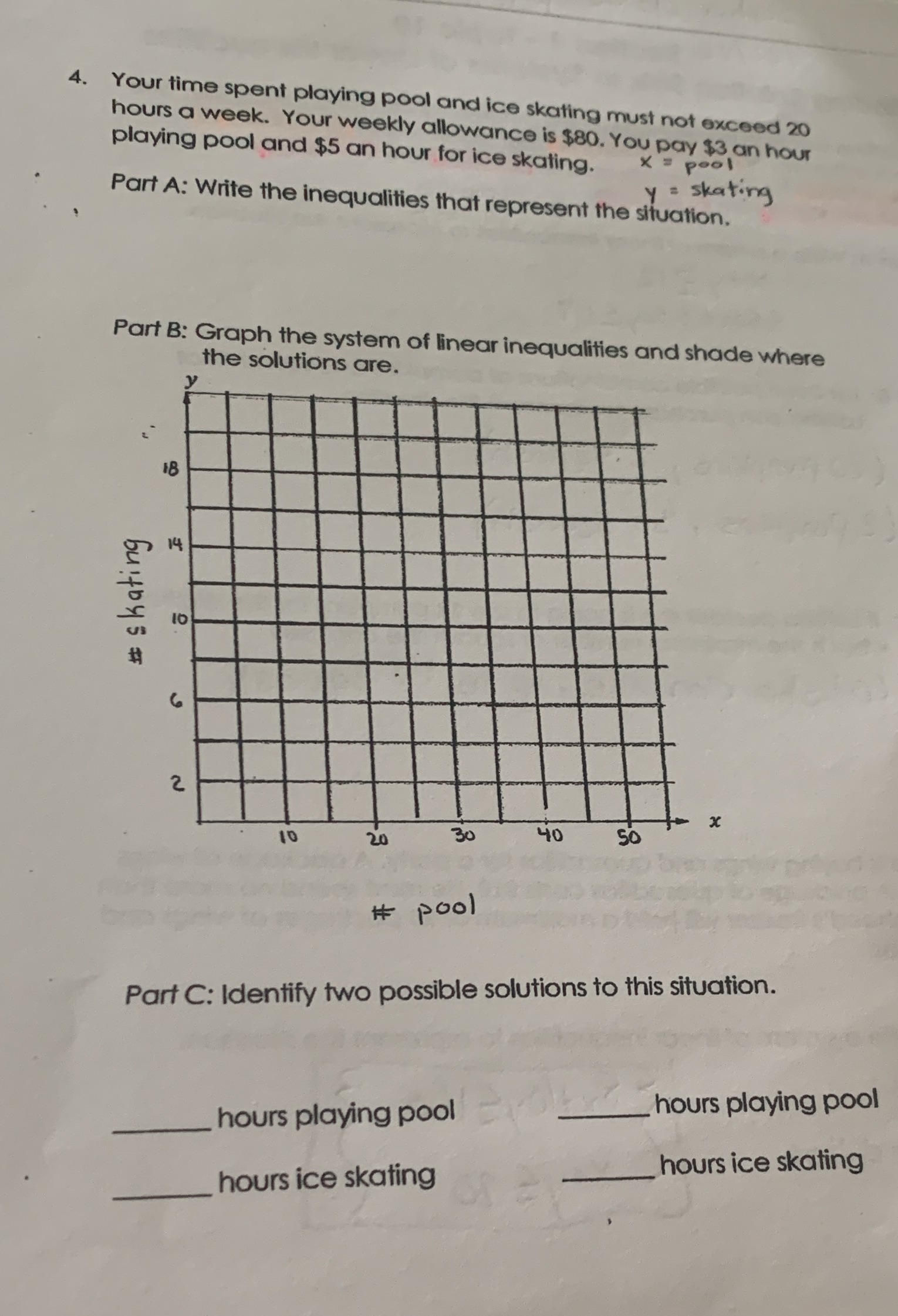 4. Your time spent playing pool and ice skating