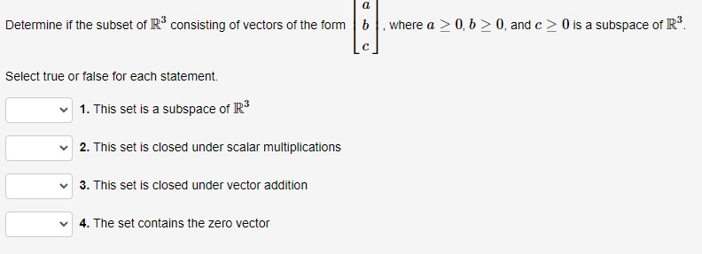 1) Determine if the subset of IR consisting of