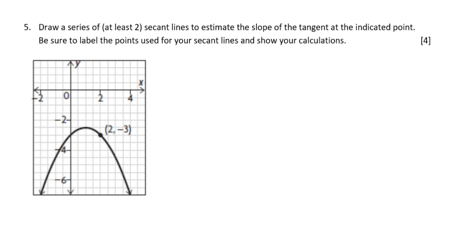 5. Draw a series of (at least 2) secant lines to