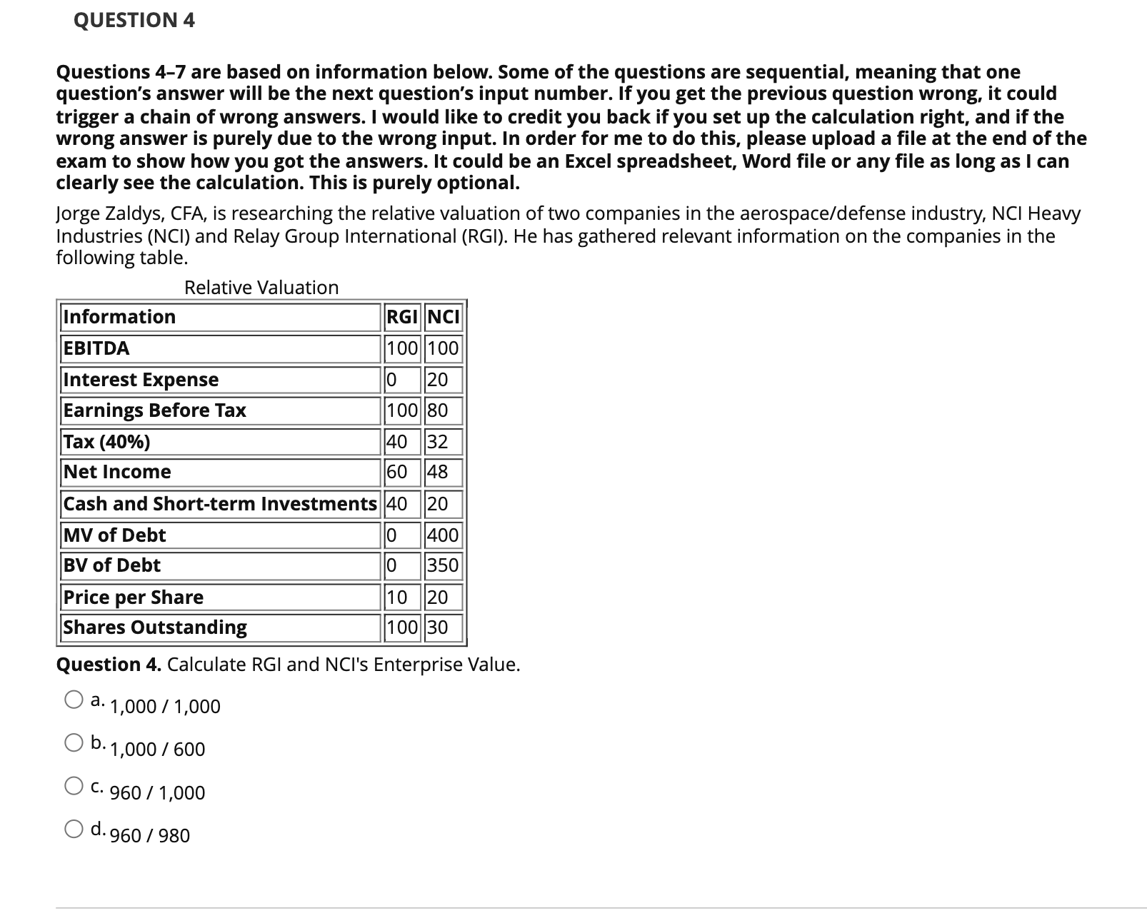 Question 1. F) is incorrect QUESTION 1 You are