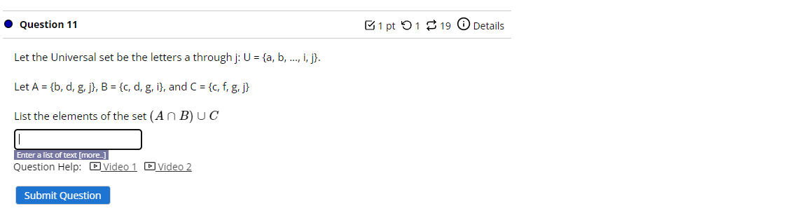 . Question 11 1pt 01 0 19 0 Details Let the