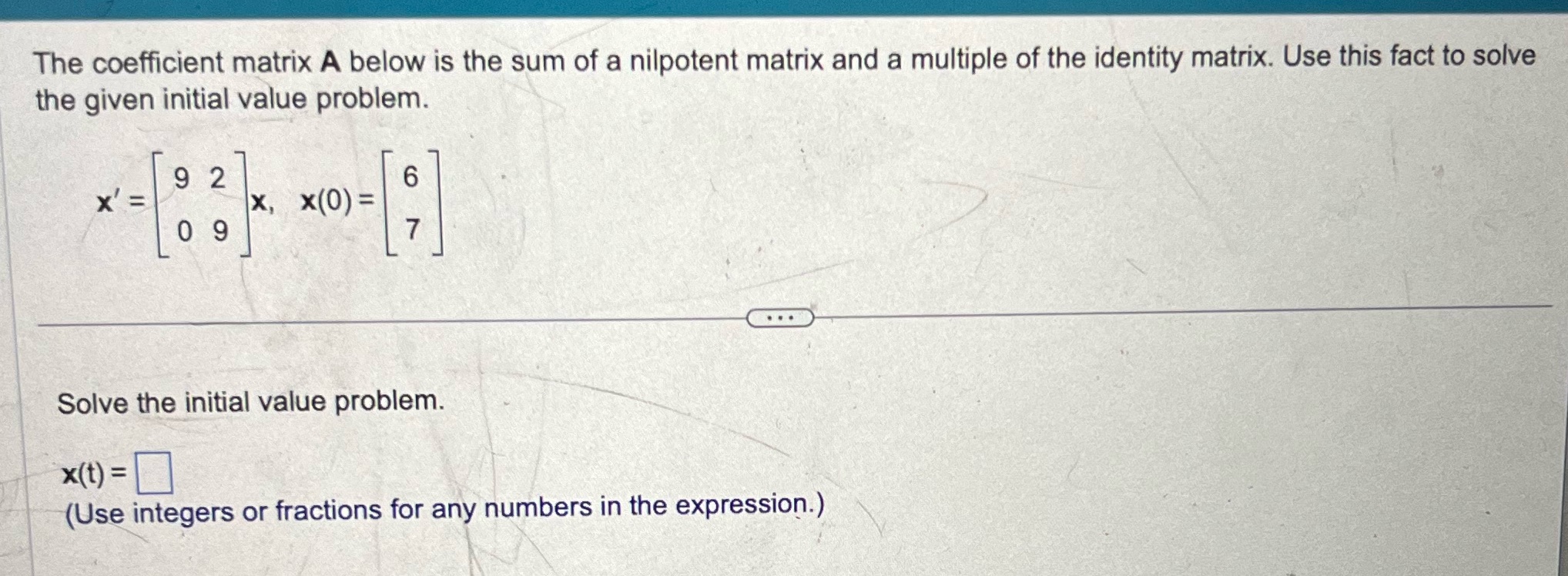 Linear algebra The coefficient matrix A below is