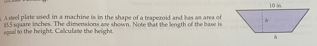 10 in. A steel plate used in a machine is in the