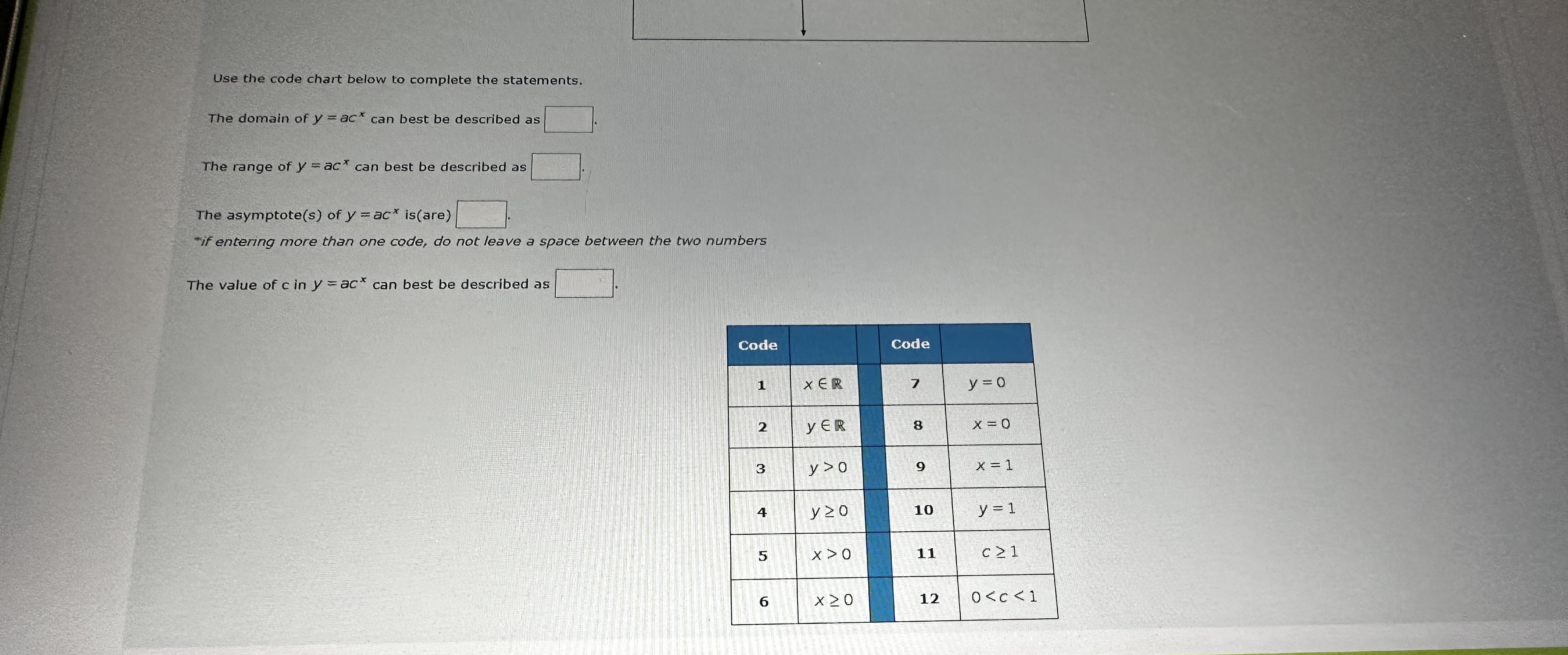 question 1: 20 Use the graph below to answer this