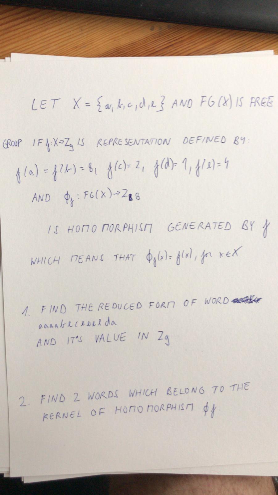 LET X = EN, hic, die ] AND FG (X) IS FREE GROUP