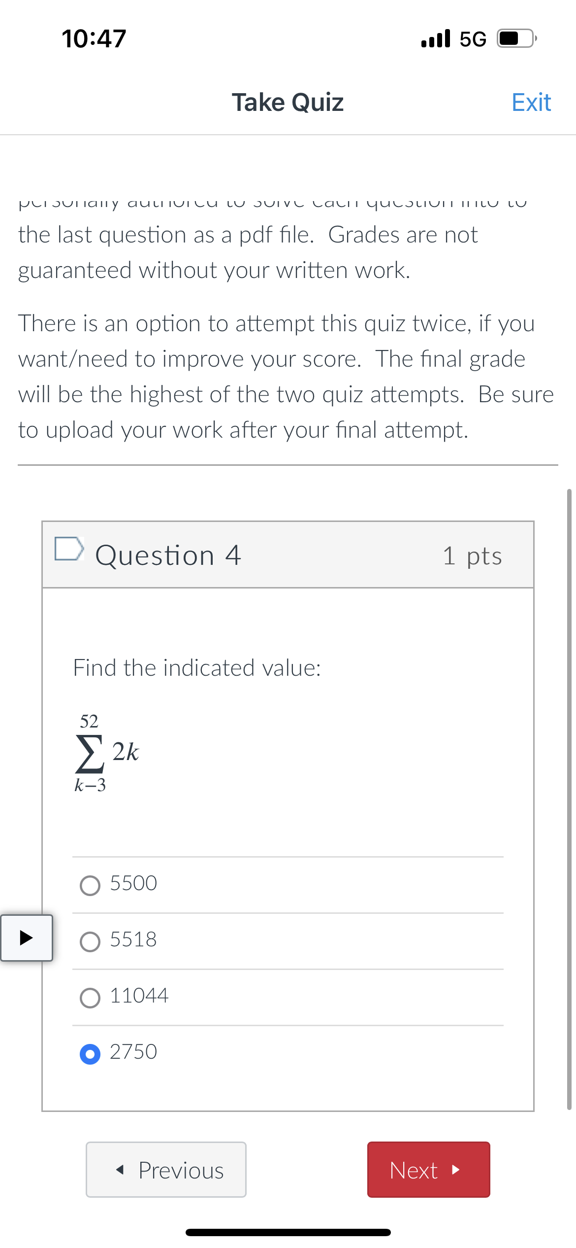 10:47 .Ill 5G Take Quiz Exit PLIJUIIally