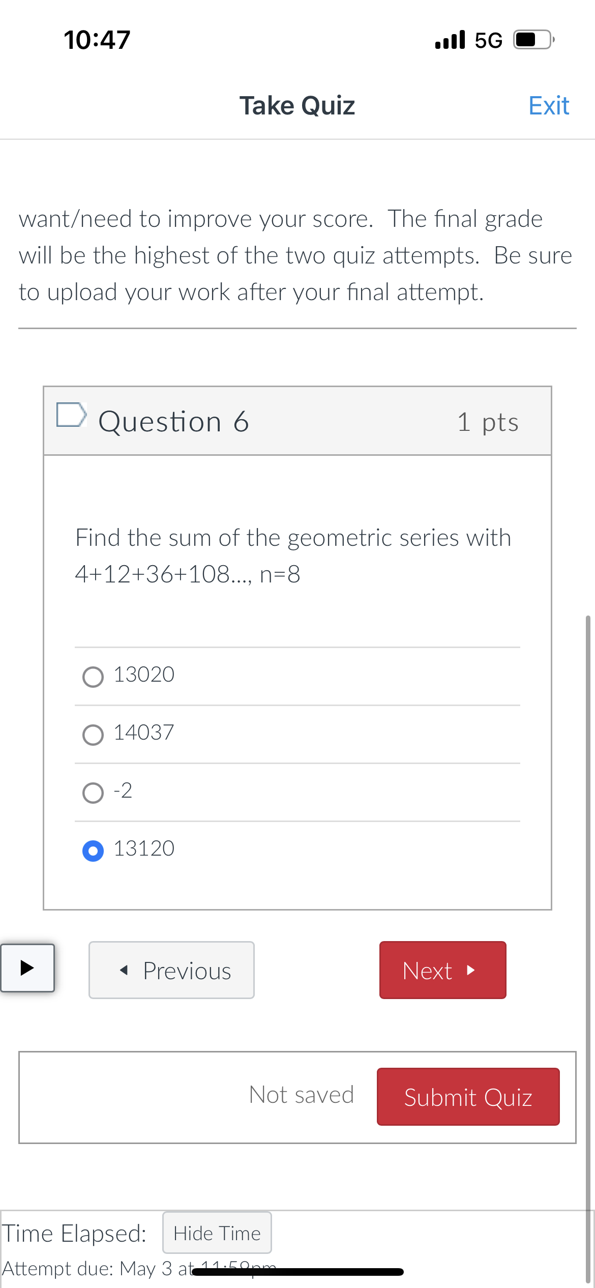 10:47 .Ill 5G Take Quiz Exit PLIJUIIally